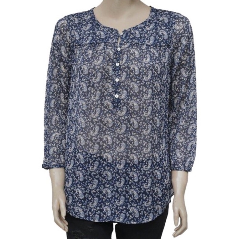 5/$25 Lucky Brand Sheer Floral Paisley Blouse size large